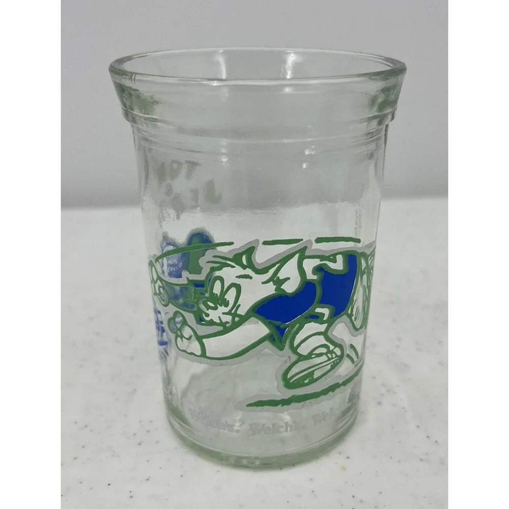 Vintage Welch's Jelly Jar Tom and Jerry Football Juice Jam Glass 4